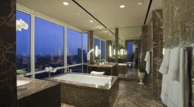 This master suite was designed by Jon Kreuger bathroom, estate, interior design, real estate, room, brown