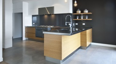 Kitchen designed by Irene James of James Trent cabinetry, countertop, cuisine classique, floor, flooring, furniture, hardwood, interior design, kitchen, room, gray, black
