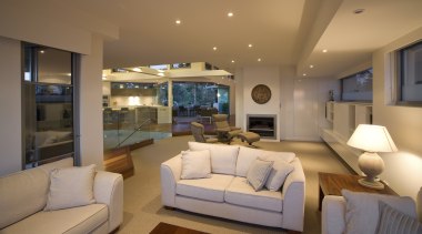 Graeme Alexander Homes. Lifestyle Residence. Angled wall planes. ceiling, home, interior design, living room, property, real estate, room, brown, orange