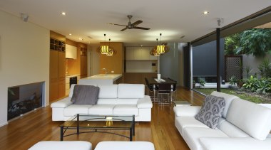 This house was designed by Kon Panagopoulos and ceiling, estate, home, house, interior design, living room, property, real estate, room, brown