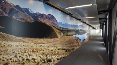 View of the interior of Christchurch Airport.Features various sky, tourist attraction, black, gray