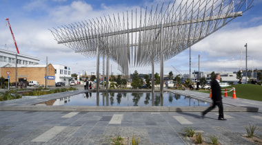 View of wynard quater. Waterfront Auckland. - View architecture, building, cloud, metropolitan area, sky, structure, water, gray