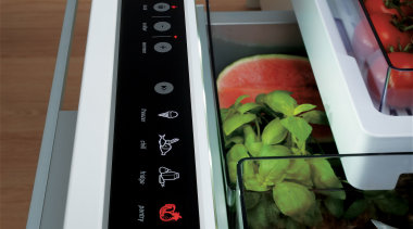 View of the Fisher &amp; Paykal CoolDrawer fridge/freezer. gadget, product design, gray, black