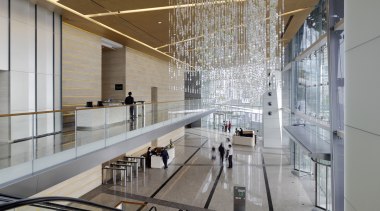 Here is a view of the ICC (International architecture, building, ceiling, daylighting, glass, handrail, interior design, lobby, gray