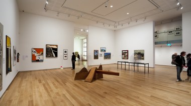 Wallace Construction were contracted to handle the kauri art exhibition, art gallery, exhibition, floor, flooring, museum, tourist attraction, wood, wood flooring, gray, orange