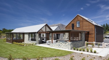 This home was designed by Mason &amp; Wales cottage, elevation, estate, facade, farmhouse, home, house, landscape, property, real estate, residential area, siding, blue