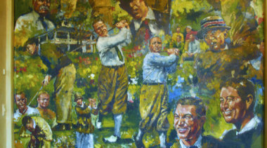 View of wall art. - View of wall art, artwork, flower, mural, painting, brown