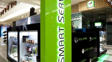 View of Smart Savers retail shop with lime retail, technology