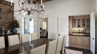 dining room neutral colours serving window from kitchen ceiling, countertop, dining room, home, interior design, kitchen, room, window, gray