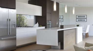 A simple palette of white and timber give cabinetry, countertop, cuisine classique, home appliance, interior design, interior designer, kitchen, product design, gray