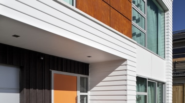 exterior view of contemporary modern style house, white architecture, building, commercial building, door, elevation, facade, home, house, real estate, residential area, siding, window, white