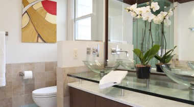 environmentally friendly composite veneer on the vanity front, bathroom, bathroom accessory, bathroom cabinet, cabinetry, countertop, home, interior design, kitchen, room, sink, gray