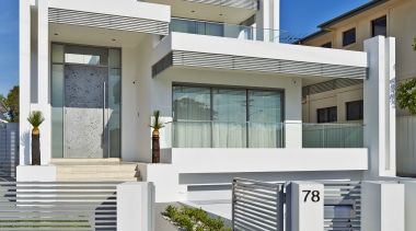 Contemporary family home by Starr Constructions - Contemporary architecture, building, elevation, estate, facade, home, house, neighbourhood, official residence, property, real estate, residential area, gray, blue