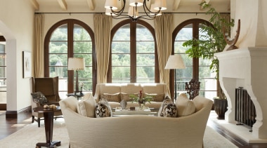 Santa Barbara-Meditteranean-style interior by Alison Whittaker ceiling, estate, furniture, home, interior design, living room, real estate, room, window, brown, gray