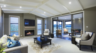 High-spec show home  the Ridgeview by Harwood ceiling, estate, home, interior design, living room, penthouse apartment, property, real estate, room, window, gray