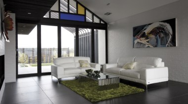 Strong footing  Life at Home features tile architecture, ceiling, floor, house, interior design, living room, gray, black