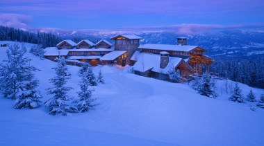 The master bedroom wing of this mountain retreat alps, arctic, cloud, freezing, geological phenomenon, glacial landform, landscape, mount scenery, mountain, mountain range, mountainous landforms, nature, piste, sky, snow, tree, winter, blue