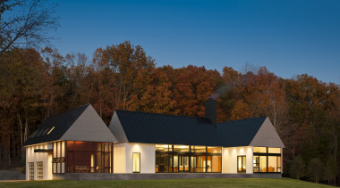 Robert M Gurney FAIA and Therese Baron Gurney architecture, barn, cottage, estate, facade, farmhouse, home, house, landscape, property, real estate, residential area, roof, sky, tree, brown, teal