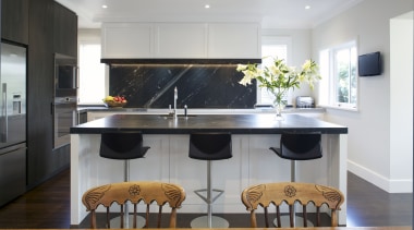 This classic kitchen by Robyn Labb offers modern countertop, interior design, kitchen, real estate, room, gray