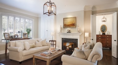 A steeply pitched gable roof and traditional detailing ceiling, estate, home, interior design, living room, property, real estate, room, gray