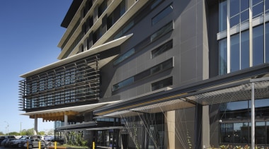 Energex office fit-out by Arkhefield - Energex office architecture, building, commercial building, condominium, corporate headquarters, facade, headquarters, metropolitan area, mixed use, real estate, residential area, black, gray