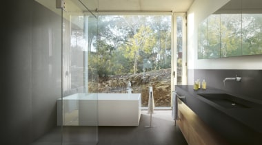 U Design sink units by Stone Italiana provide architecture, bathroom, daylighting, house, interior design, property, real estate, room, window, gray, black