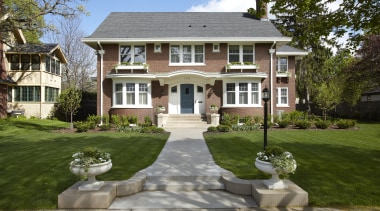 Built in 1912, this house has more than backyard, building, cottage, estate, facade, farmhouse, grass, historic house, home, house, landscaping, lawn, mansion, neighbourhood, outdoor structure, property, real estate, residential area, suburb, walkway, yard, brown