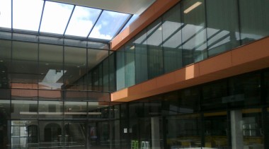 Miller Design was responsible for the fabrication and architecture, building, commercial building, corporate headquarters, daylighting, facade, glass, metropolitan area, structure, black, gray