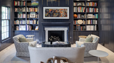 Modern urban interior - Modern urban interior - furniture, hearth, home, interior design, living room, room, shelving, gray, black