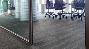 Godfrey Hirst carpet tiles feature in the ASB architecture, floor, flooring, lobby, structure, tile, gray, black