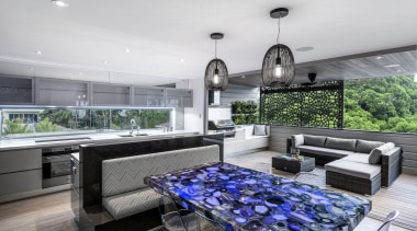 This multi-use space by designer Kim Duffin has home, interior design, kitchen, real estate, white