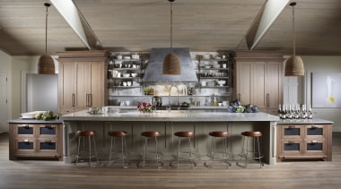 Natural, organic materials feature throughout this new kitchen, countertop, cuisine classique, interior design, kitchen, table, gray