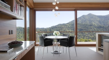 This round Noguchi table provides the perfect place architecture, house, interior design, property, real estate, window, gray