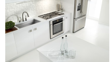 With both boards removed the sink is large countertop, floor, furniture, interior design, kitchen, product, product design, sink, tap, white