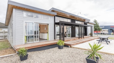 Lockwood Skagen show home featuring a raised roof facade, home, house, property, real estate, white