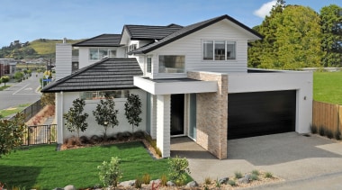 High-quality materials are a hallmark of every house cottage, elevation, facade, home, house, property, real estate, residential area, roof, siding, gray