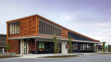 A high standard of specification is evident in architecture, building, commercial building, corporate headquarters, facade, house, mixed use, real estate, residential area, teal