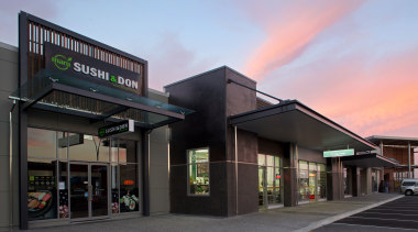 Dominion Constructors, the main contractor of the project, building, commercial building, facade, mixed use, property, real estate, black, teal