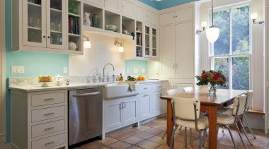 Shallow tower cabinets are positioned either side of cabinetry, countertop, cuisine classique, home, interior design, kitchen, real estate, room, window, gray