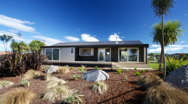 The Stewart is a new Lockwood show home architecture, cottage, elevation, estate, facade, home, house, landscape, property, real estate, residential area, sky, villa, blue