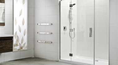 Clean and sparkling shower glass with Diamond Fusion bathroom, bathroom accessory, floor, plumbing fixture, product design, shower, shower door, white