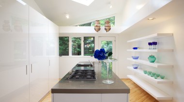 The tall bank of cabinets is exactly the ceiling, home, interior design, kitchen, real estate, room, gray
