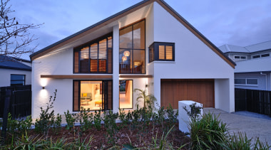 Cedar louvres and dark door and window joinery architecture, building, cottage, elevation, estate, facade, farmhouse, home, house, property, real estate, residential area, roof, siding, window, teal