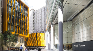 Suspended neon lighting sculpture by Cerith Wyn Evans architecture, building, condominium, facade, metropolitan area, mixed use, neighbourhood, gray, white