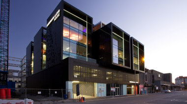 Anderson Lloyd House, a post-earthquake building in the apartment, architecture, building, commercial building, condominium, corporate headquarters, elevation, facade, home, house, metropolis, mixed use, neighbourhood, real estate, black