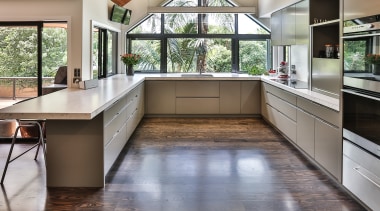 Sue Gillbanks of Kitchens By Design designed this countertop, cuisine classique, floor, flooring, hardwood, interior design, kitchen, real estate, room, gray