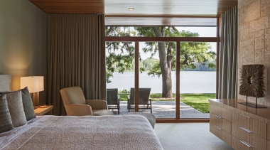 Designed by Charles R Stinson Architecture + Design, architecture, bedroom, ceiling, estate, house, interior design, property, real estate, room, suite, window, window covering, window treatment, wood, brown, gray