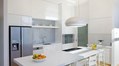 This kitchen, designed and manufactured by Mastercraft Kitchens architecture, ceiling, countertop, floor, interior design, kitchen, room, table, gray