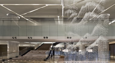 The entry foyer at the Sunrise Kempinski Hotel architecture, ceiling, daylighting, glass, interior design, lobby, structure, tourist attraction, gray