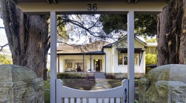 For this renovation project by Willett Architects, the cottage, home, house, plant, real estate, tree, black, gray